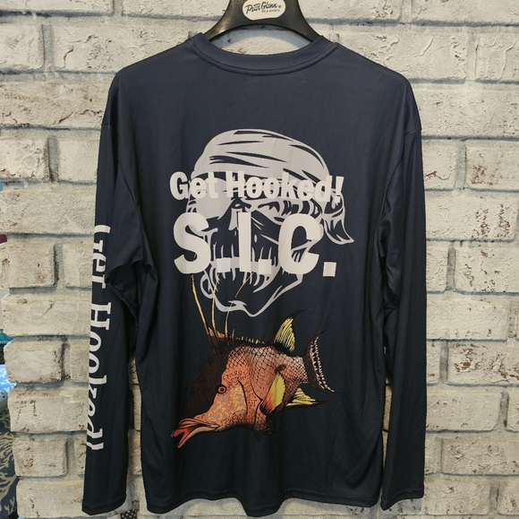 GET HOOKED S.I.C. HOGFISH L/S size Large DARK BLUE NEW WITH TAGS Made in the USA - Picture 2 of 9